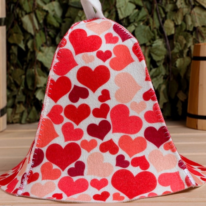Шапка для бани Шапка для бани "Сердечки"