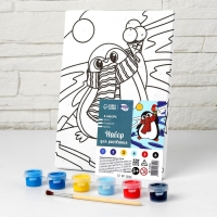 Картина по номерам на холсте с подрамником на новый год &laquo;Пингвин&raquo;, 21 х 15 см