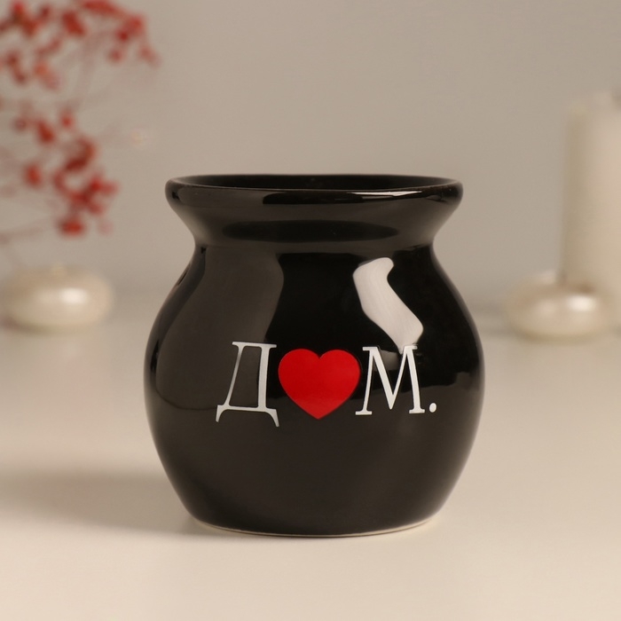Аромалампа керамика "Д&hearts;м." чёрная 7,2х7,2х7,8 см