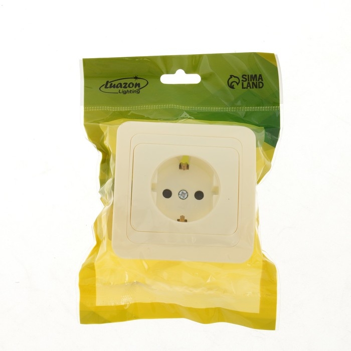 Розетка одноместная со шторкой Luazon Lighting Розетка одноместная со шторкой Luazon Lighting "Орион", 16 А, скрытая, с з/к, бежевая