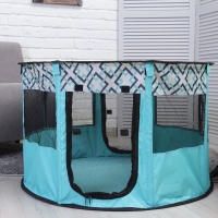 Вольер для животных, тентовый с узором, круглый, 90 х 55 см, голубой