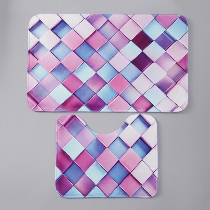 Набор ковриков для ванной и туалета Доляна &laquo;Мозаика&raquo;, 2 шт: 40&times;50, 50&times;80 см