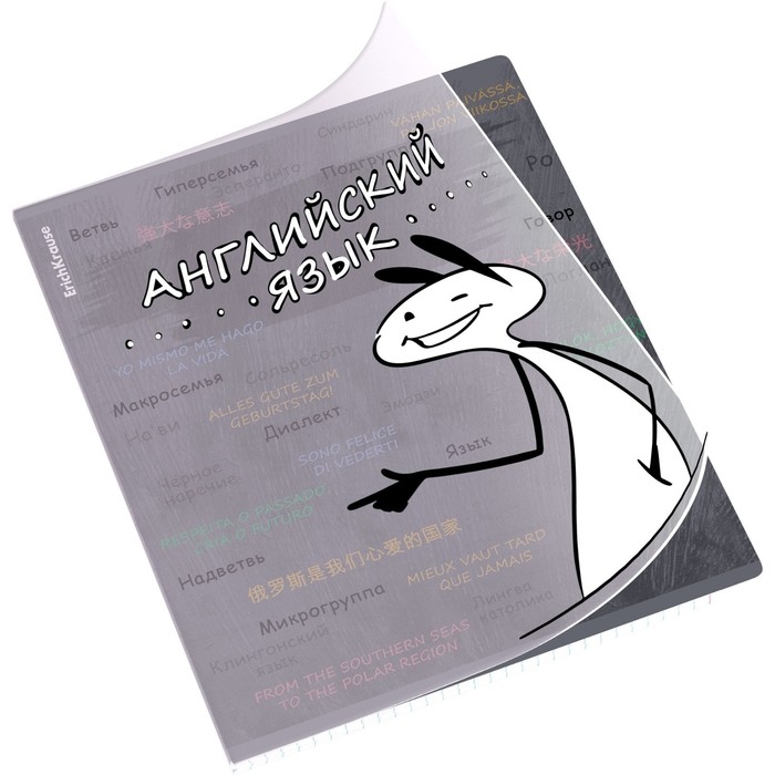 Тетрадь предметная АНГЛИЙСКИЙ ЯЗЫК, 48 листов в клетку, ErichKrause Тетрадь предметная АНГЛИЙСКИЙ ЯЗЫК, 48 листов в клетку, ErichKrause "Чубрик", пластиковая обложка, шелкография, блок офсет 100% белизна, инфо-блок