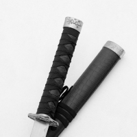 Сув. изделие катаны 3в1 на подставке, ножны кожзам, питон черный, матовый  46/70/89см