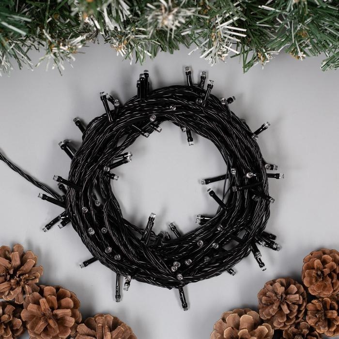 Гирлянда &laquo;Нить&raquo; 10 м, IP20, тёмная нить, 100 LED, свечение жёлтое, 8 режимов, 220 В