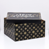 Новый год. Подарочная коробка складная, новогодняя "Счастливого Рождества", 31,2 х 25,6 х 16,1 см.