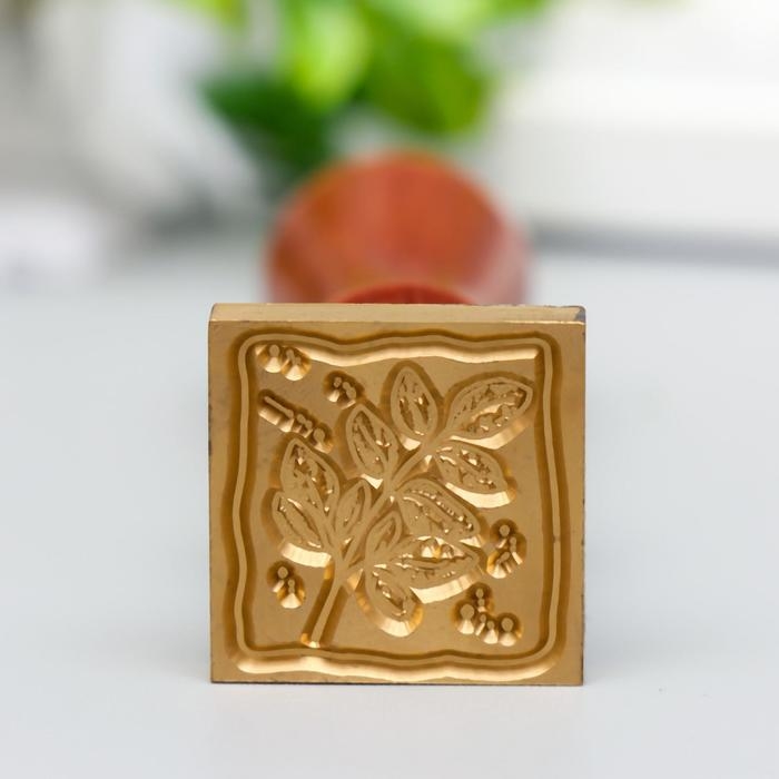 Печать для сургуча с деревянной ручкой Печать для сургуча с деревянной ручкой "Веточка с листьями" 9х2,5х2,5 см