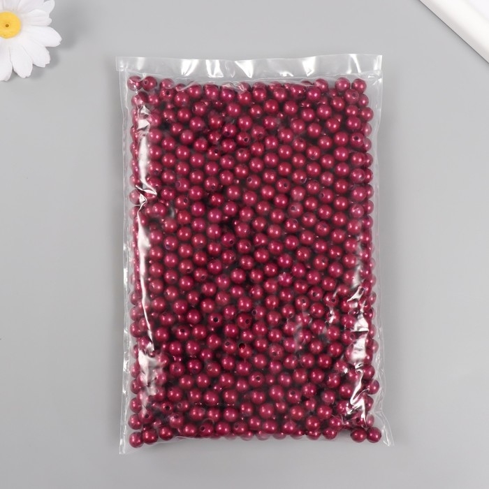 Набор бусин "Жемчуг" d 8 мм, 250 гр, бордо