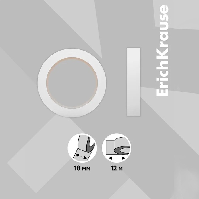 Клейкая лента двусторонняя, 18 мм х 12 метра, ErichKrause, прозрачная Клейкая лента двусторонняя, 18 мм х 12 метра, ErichKrause, прозрачная