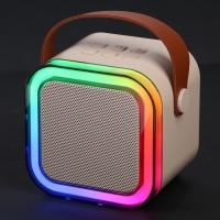 Мини караоке-система K12, 5 Вт, 2 микрофона, 800/400мАч, Jack 3.5, Type-С, USB, RGB,бежевая Мини караоке-система K12, 5 Вт, 2 микрофона, 800/400мАч, Jack 3.5, Type-С, USB, RGB,бежевая