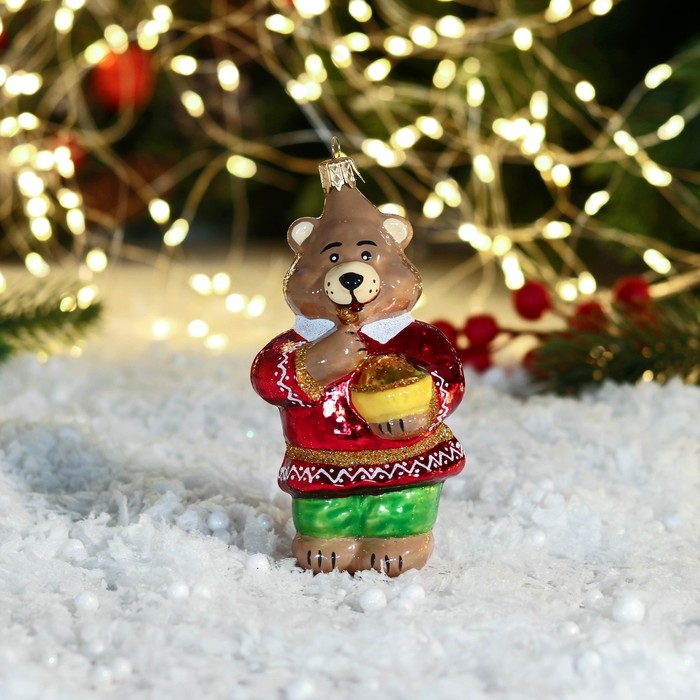 Елочное украшение Елочное украшение "Медведь с мёдом" 12 см, микс