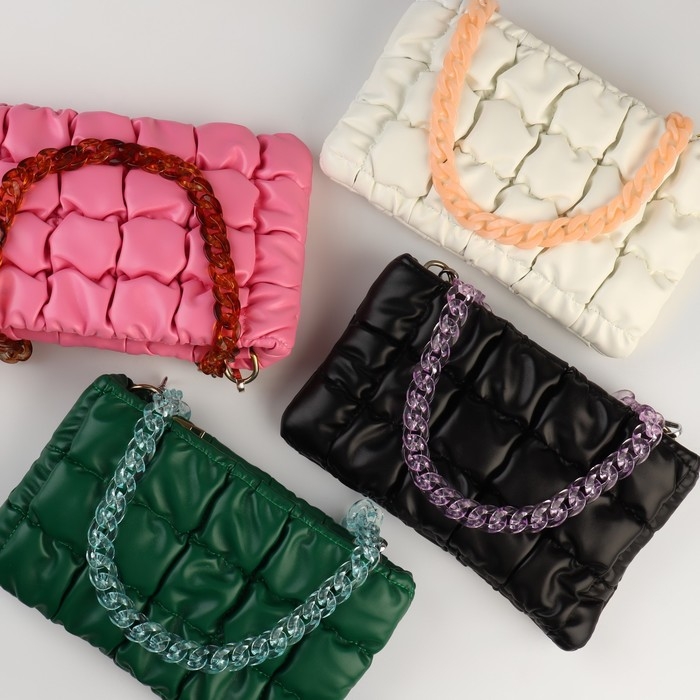 Цепочка для сумки, пластиковая, с карабинами, 23 &times; 17 мм, 68 см, цвет бирюзовый/серебряный