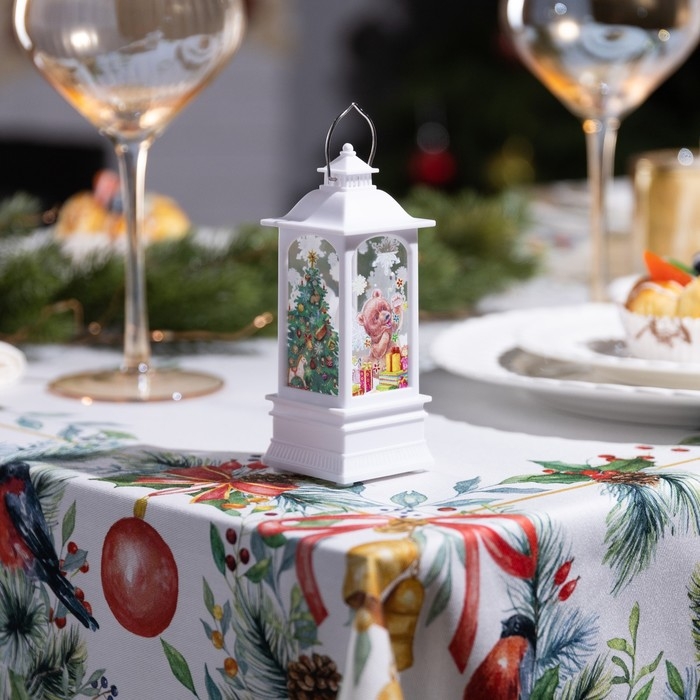 Светодиодная фигура &laquo;Белый фонарь с медвежонком&raquo; 5 &times; 12 &times; 5 см, пластик, батарейки AG13х3 (в комплекте), свечение тёплое белое