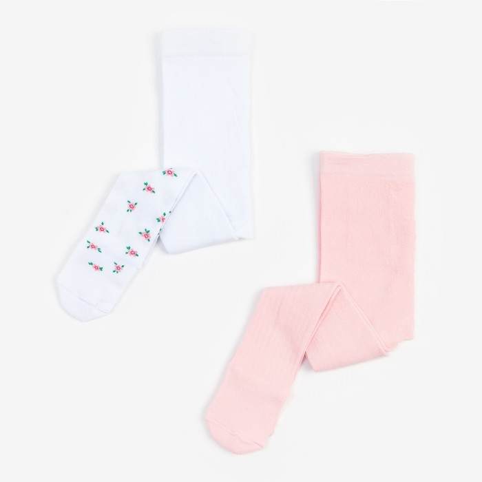 Набор колготок Крошка Я &laquo;Цветочек&raquo;, рост 86-92 см, цвет белый/розовый