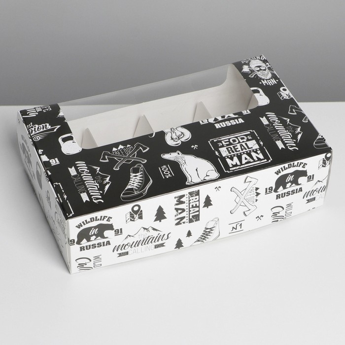 Коробка для эклеров, кондитерская упаковка, 5 вкладышей, MАN PATTERN, 25.2 х 15 х 7 см Коробка для эклеров, кондитерская упаковка, 5 вкладышей, MАN PATTERN, 25.2 х 15 х 7 см