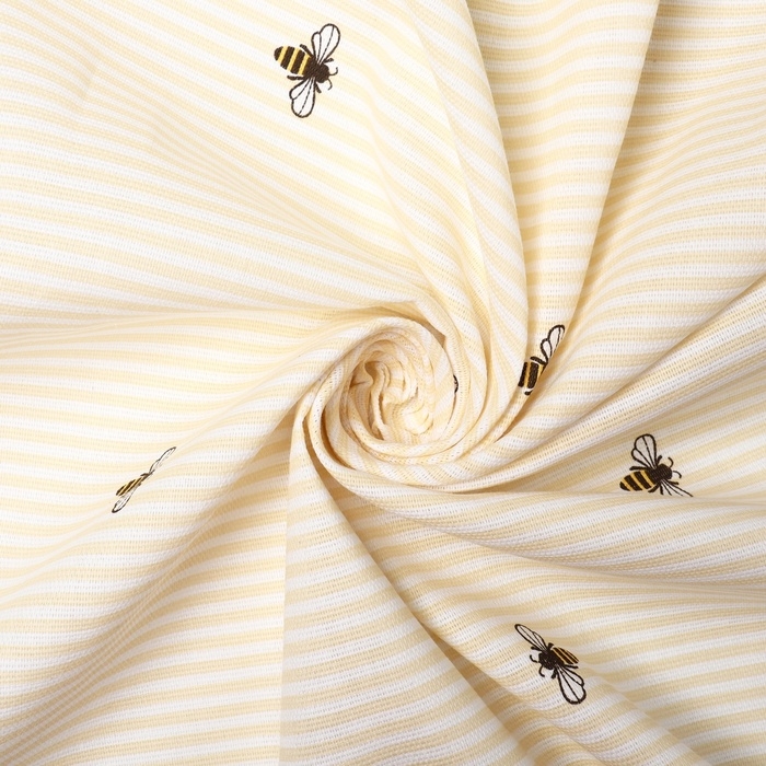 Комплект штор для кухни Доляна "Пчёлки", 150х180 см - 2 шт,  рогожка 164 г/м2, 100% хл