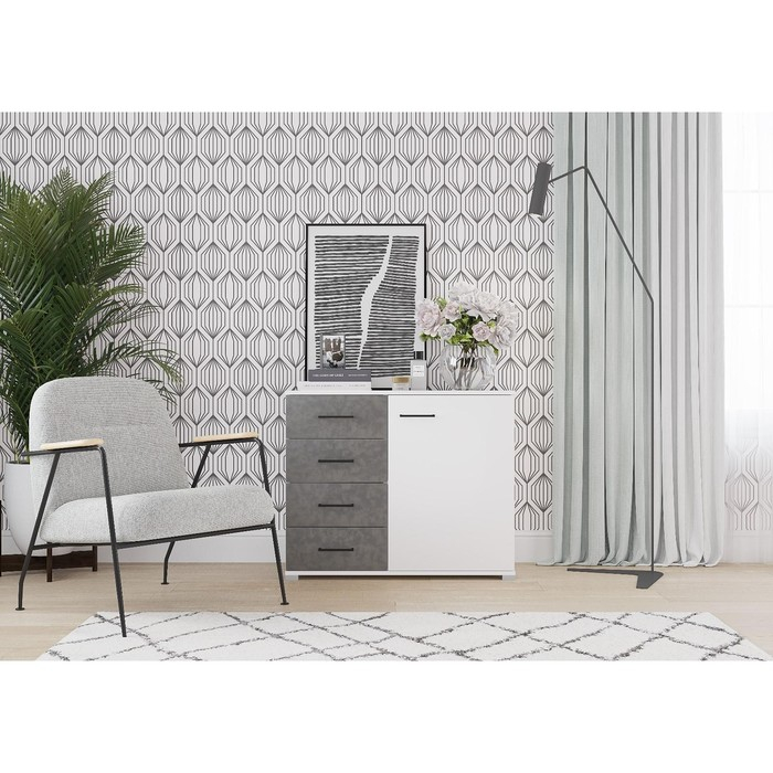 Комод Nova, 900х410х742, Белый/Бетон Комод Nova, 900х410х742, Белый/Бетон