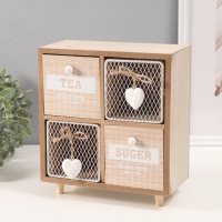 Шкатулка дерево 4 ящика "Комодик с сердечками" 10х20х23 см Шкатулка дерево 4 ящика "Комодик с сердечками" 10х20х23 см