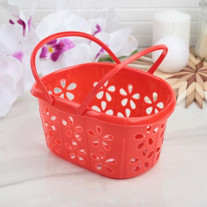 Корзина для хранения с ручками &laquo;Полянка&raquo;, 20&times;13,5&times;10 см, цвет МИКС