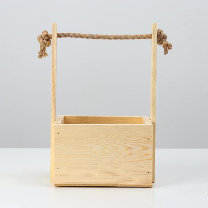 Кашпо деревянное, 15&times;12&times;8(25) см "С Любовью", ручка верёвка, гравировка