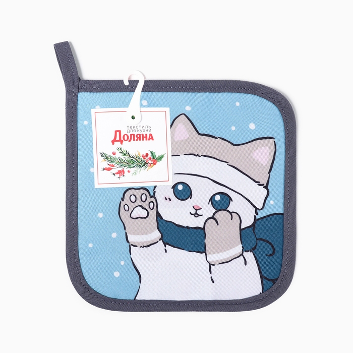 Новый год. Прихватка Доляна "Снежная зима" 17х17 см, 35% хл, 65% пэ, ватин 250 г/м2