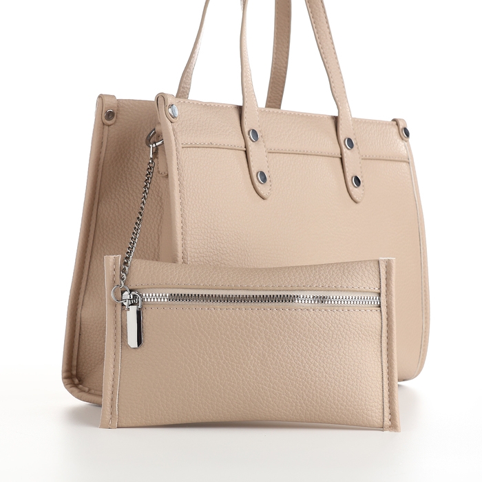 Сумка женская на молнии, TEXTURA, средний размер, цвет бежевый Сумка женская на молнии, TEXTURA, средний размер, цвет бежевый