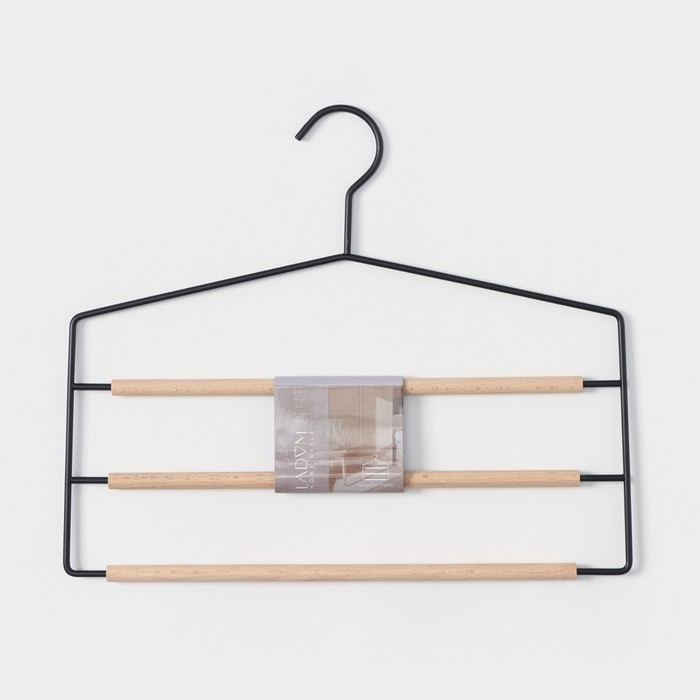 Плечики - вешалка для брюк и юбок LaDо́m Laconique, многоуровневая, 37&times;31,5&times;1,1 см, цвет чёрный