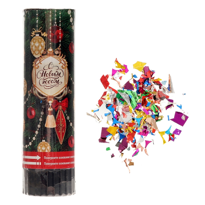 Новогодняя хлопушка пружинная поворотная «Елочные игрушки» 15 см Новогодняя хлопушка пружинная поворотная «Елочные игрушки» 15 см