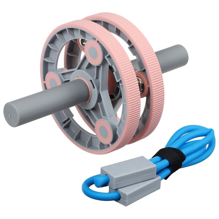 Набор для фитнеса ONLYTOP: ролик, упор для пресса, эспандер грудной, цвет розовый Набор для фитнеса ONLYTOP: ролик, упор для пресса, эспандер грудной, цвет розовый