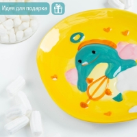 Тарелка керамическая «Купидон Дино», d=20,5 см, цвет жёлтый Тарелка керамическая «Купидон Дино», d=20,5 см, цвет жёлтый