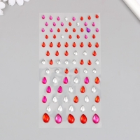 Наклейка пластик стразы "Капельки разных размеров" МИКС 9х16,5 см