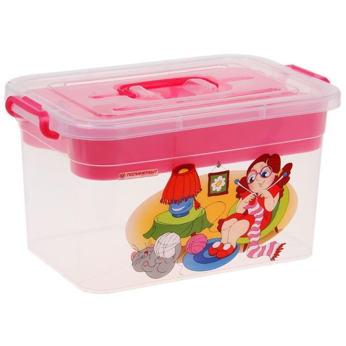 Контейнер для хранения с крышкой и вкладышем &laquo;Рукоделие&raquo;, 10 л, 35&times;23&times;19 см, цвет МИКС