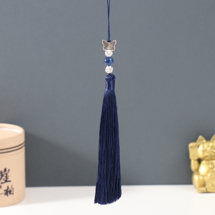 Подвеска текстиль, металл Подвеска текстиль, металл "Бабочка" тёмно-синяя 1х1,2х16,5 см