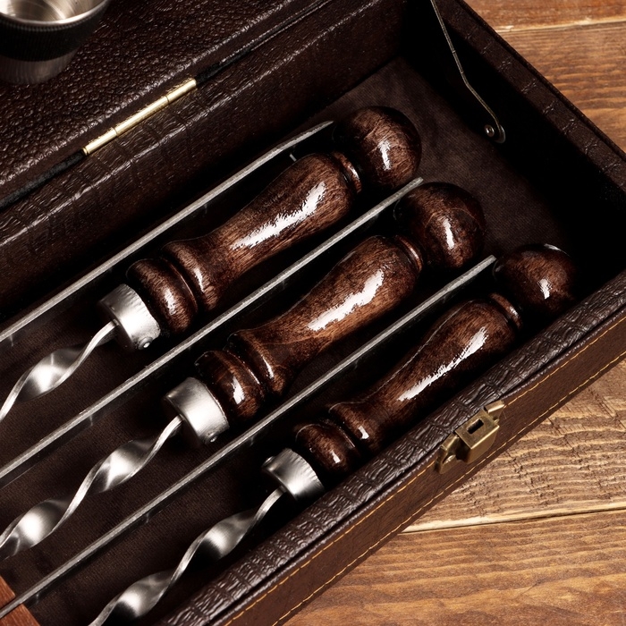 Набор с шампурами подарочный Набор с шампурами подарочный "Элит-S" в коробке из эко-кожи №12