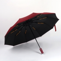Зонт автоматический &laquo;Однотон&raquo;, с фонарем, 3 сложения, 10 спиц, R = 51/58 см, D = 116 см, цвет бордовый