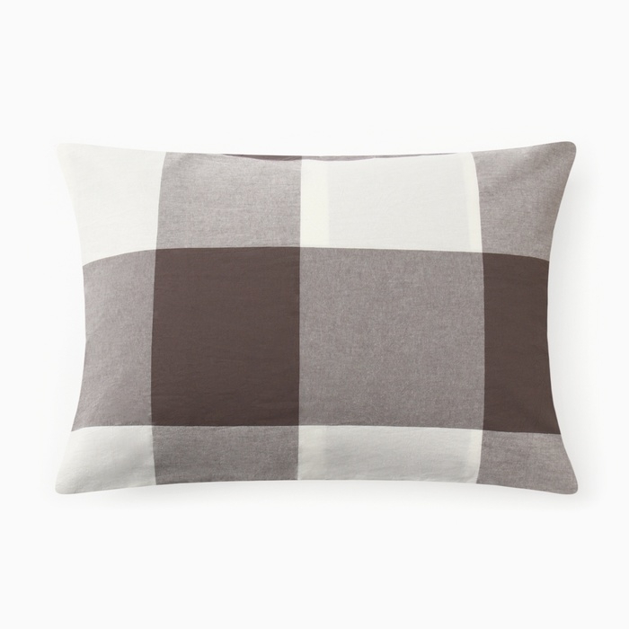 Наволочка Этель "Серая клетка"  50*70см, 100% жатый хлопок, 140 г/м&sup2;