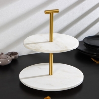 Блюдо из мрамора Magistro Marble, 2-ярусное, d=25/30&times;33 см, цвет белый