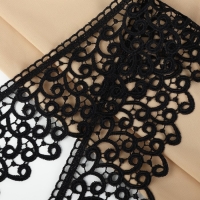 Кружево гипюровое, 78 мм &times; 11 &plusmn; 1 м, цвет чёрный