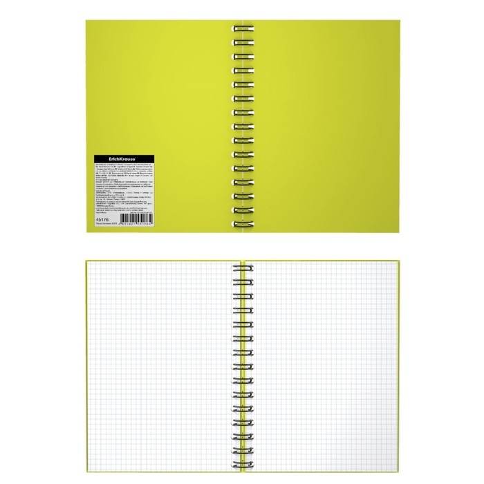 Тетрадь на гребне А5, 120 листов в клетку ErichKrause Neon, ламинация глянцевая, тиснение Тетрадь на гребне А5, 120 листов в клетку ErichKrause Neon, ламинация глянцевая, тиснение "лён", комбинированная обложка, МИКС