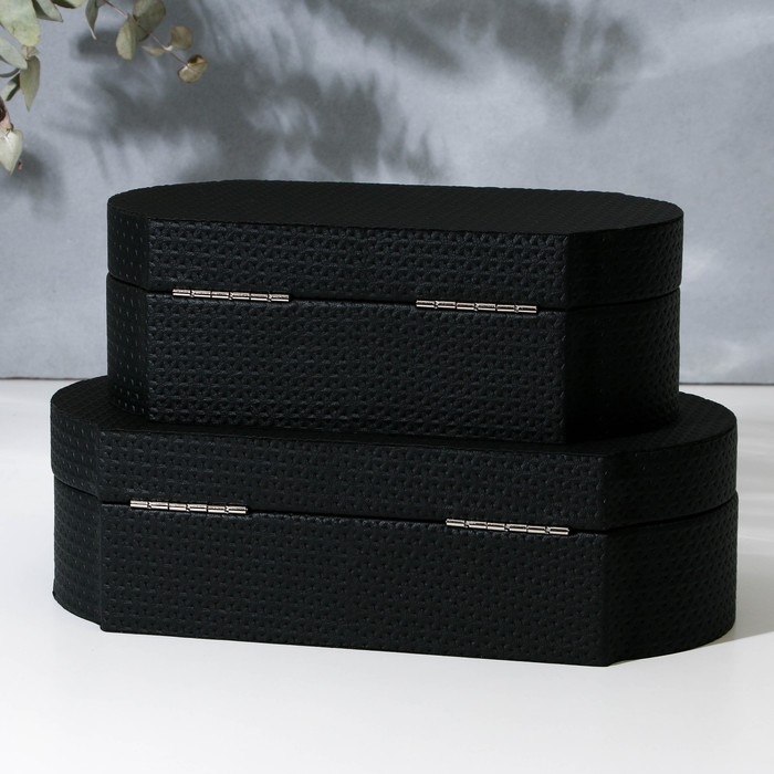 Шкатулка для украшений «Чёрный узор» экокожа, набор 2 шт. Шкатулка для украшений «Чёрный узор» экокожа, набор 2 шт.