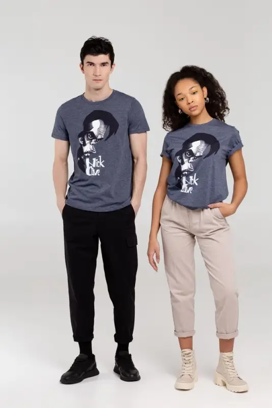 Футболка &laquo;Меламед. Nick Cave&raquo;, темно-синий меланж, размер S