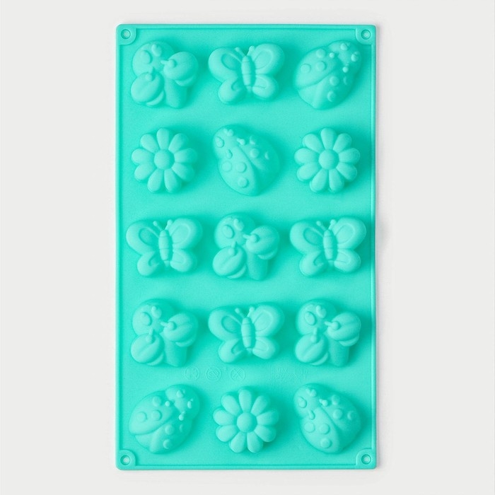 Форма для шоколада Доляна &laquo;Пыльца&raquo;, силикон, 29&times;17 см, 15 ячеек (4,8&times;4 см), цвет мятный