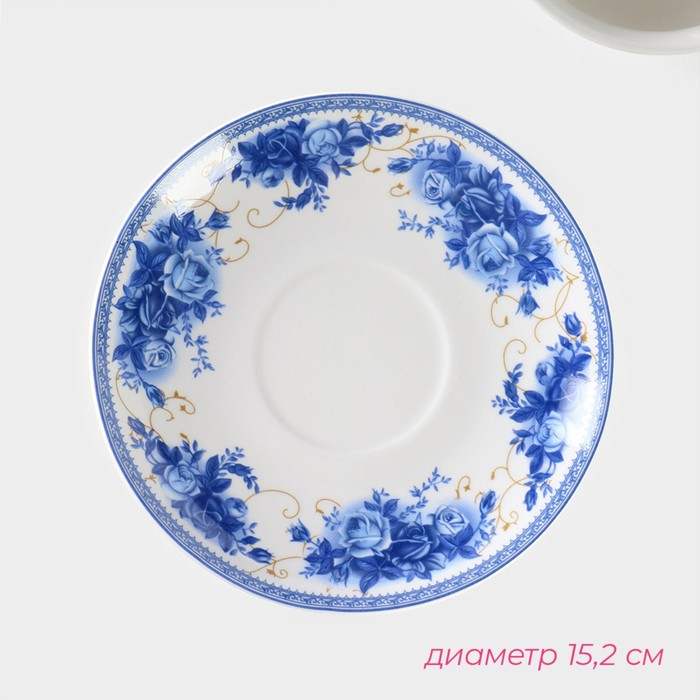 Чайная пара Доляна &laquo;Аззурро&raquo;, 2 предмета: чашка 240 мл, блюдце d=15,2 см, цвет белый