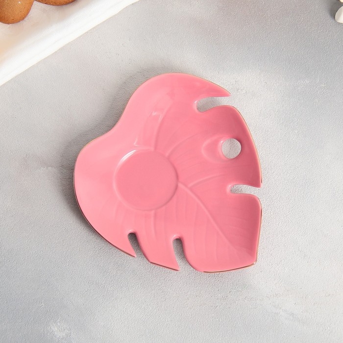 Чайная пара керамическая &laquo;Уникальна&raquo;, кружка 100 мл, блюдце 15х14 см, цвет розовый