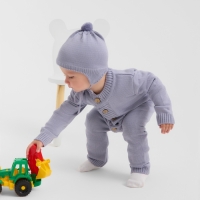 Комбинезон детский вязаный MINAKU, рост 62-68, цвет серо-голубой