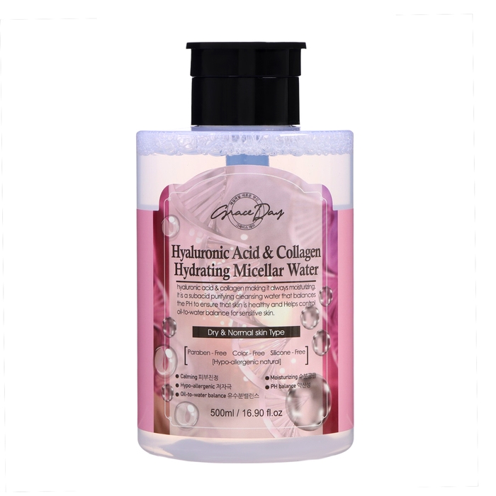 Мицеллярная вода Grace Day с гиалуроновой кислотой и коллагеном, 500 мл Мицеллярная вода Grace Day с гиалуроновой кислотой и коллагеном, 500 мл