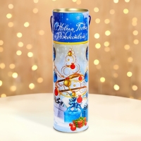 Новый год. Подарочная коробка, тубус &laquo;Синие шары&raquo; 99х340мм.