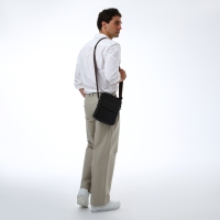 Сумка мужская через плечо TEXTURA, 2 наружных кармана, цвет коричневый