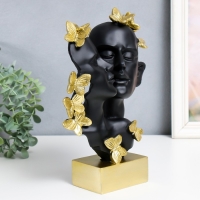 Сувенир полистоун бюст "Пара - Нежность. Рой бабочек" чёрный с золотом 7х21,5х29 см Сувенир полистоун бюст "Пара - Нежность. Рой бабочек" чёрный с золотом 7х21,5х29 см