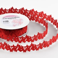 Лента фигурная &laquo;Розы&raquo;, 25 мм, 9 &plusmn; 0,5 м, цвет красный
